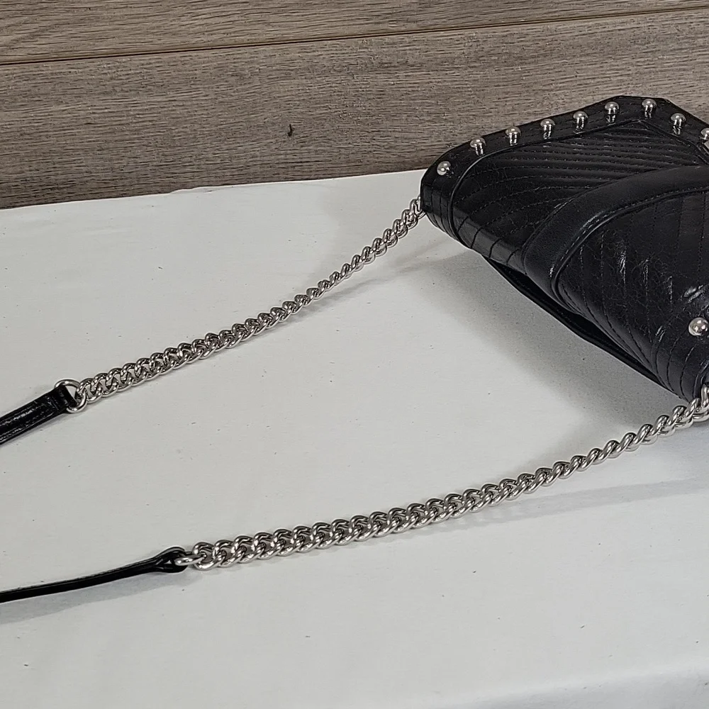 Rebecca Minkoff Black Quilted Studded Leather Crossbody Shoulder Bag